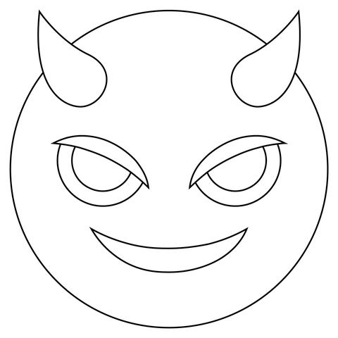 Smiling Face With Horns Coloring Page